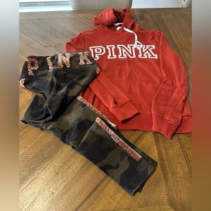 Vs Pink gently worn set Xs hoodie Xs bling legging